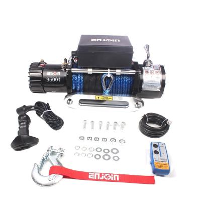 China With cable XINQI 9500lbs 12V 4x4 off road electric winch with synthetic winch rope / wire rope rope winch cable for sale