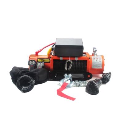 China Hot Selling ATV/UTV/Aoto/Boat XINQI R-U 13500 lbs 12v Electric Winch with 4x4 Rope Recovery Cable or Off Road Winch for sale