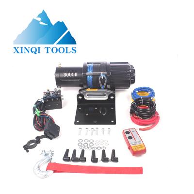 China XINQI 3000LBS 4X4 12V ATV Electric ATV/UTV Winch with Synthetic Rope for Boat ATV 4WD for sale