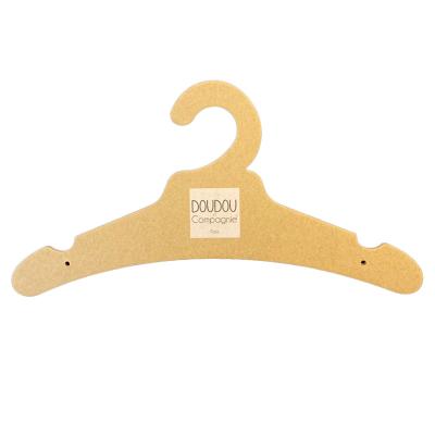 China Custom Printed Brown Cardboard Coat Hangers 3mm for Kids Clothing Display for sale