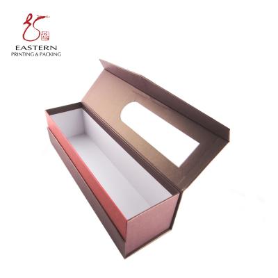 China Pink PVC Window Cardboard Packaging Boxes For Wine Packaging for sale