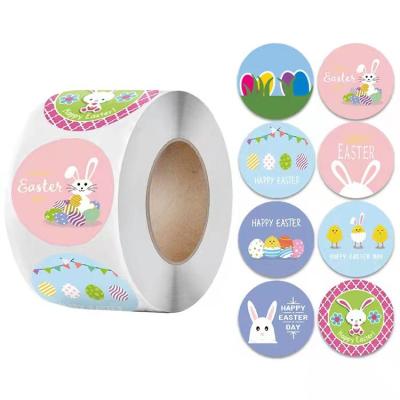 China Custom Painted Cartoon Bunny Egg Chick Happy Easter Cute Eggshell Rabbit Waterproof Sticker for sale