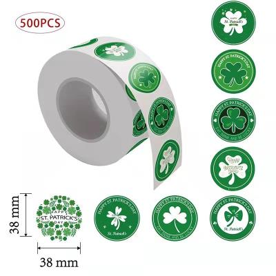 China 2022 New St Patrick's Day Sticker Waterproof Self Adhesive Waterproof Irish Green Clover Sticker for sale