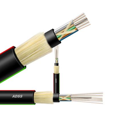 China Outdoor Aerial Outdoor Single Sheath 8 12 24 48 96 Core 300m Span ADSS Fiber Optic Cable for sale