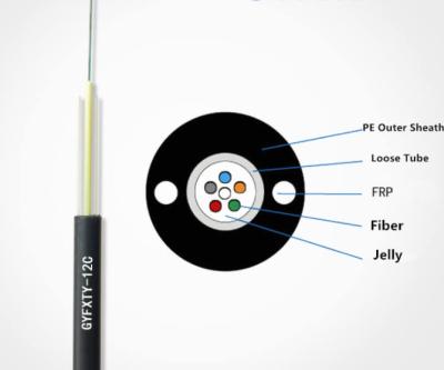 China Aerial or Duct 4 6 8 12 Cores Fiber Optic Cable GYFXTY Central Loose Tube Unshielded Fiber Optic Cable for sale