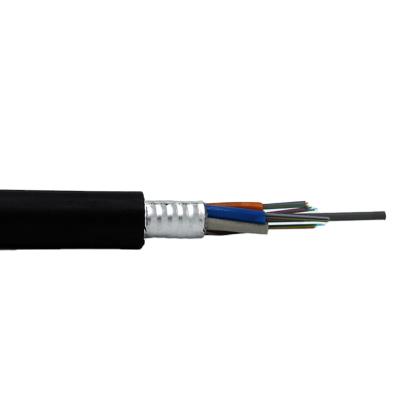 China 12 Overhead 24 48 Core Loose Tube Stranded Outdoor Armored Cable Communication Cable GYTS Fiber Optic Fiber Cable for sale