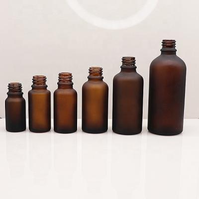 China Cosmetic Packaging 30ml Frosted Amber Dropper Glass Bottle Use For Essential Oil for sale