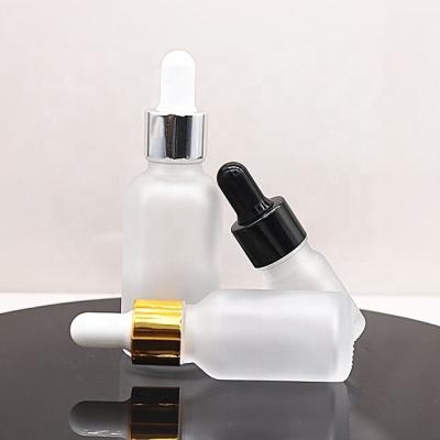 China Cosmetic empty clear frosted glass bottle for essential oil bottle 5ml 10ml 15ml 20ml 30ml 50ml 100ml with dropper cap for sale