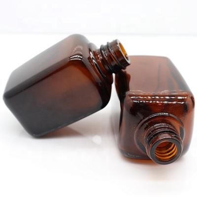 China 50ml Eco-friendly Square Shape Recyclable Amber Glass Bottle With Dropper And Screw Cap For E Liquid Essential Oil for sale