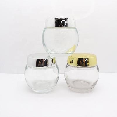 China High Quality Round 120g Personal Care Round 120g Cosmetic Container Customized Clear Glass Bottle/Personal Care Cream Jar Face Cream Container Customized Silk Jars for sale