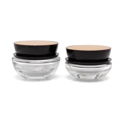 China Personal Care Travel Portable Round Screw Lid Wholesale 30g Glass Body Skin Care Face Cream Clear Jar for sale