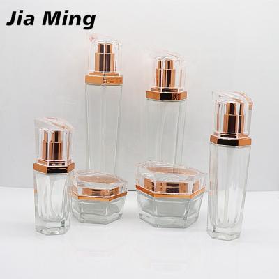 China Customized luxury glass cosmetic packaging jar 30g 50g 20ml 50ml 90ml 110ml personal care serum glass bottle cream jar for skin care for sale