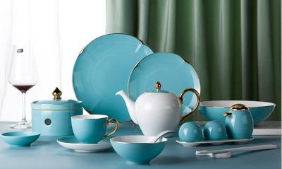 China Blue Bone China Dinnerware Porzellan Dinner Set Hotel Kollektion Bone China zu verkaufen