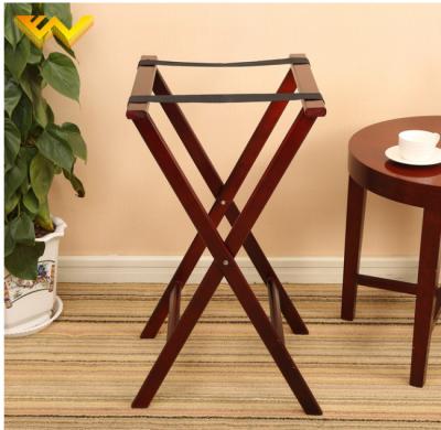 China Hotel 6 Black Straps Wooden Luggage Racks For Suitcases Surface Sprayed With Full Matter Finish for sale