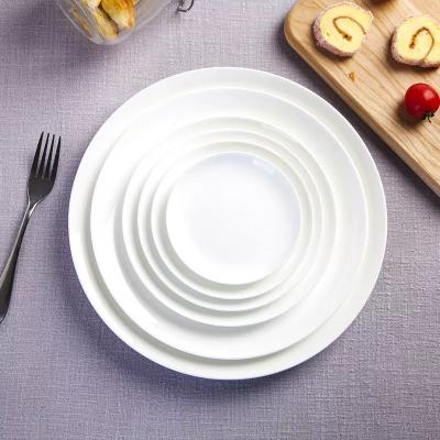 China Hot Selling Pure White Hotel Western Food Flat Plate Moonlight Platter Ceramic Plate for sale