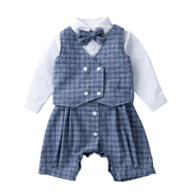 China Wholesale Breathable Newborn Baby Boy Gentleman Overalls Short Clothes Party Suit 3pcs for sale