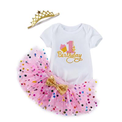 China Newborn Baby Breathable Gear Baby Babany Babany Clothing Set Short Sleeve Summer Girls Romper TUTU Dress 3Pcs for sale