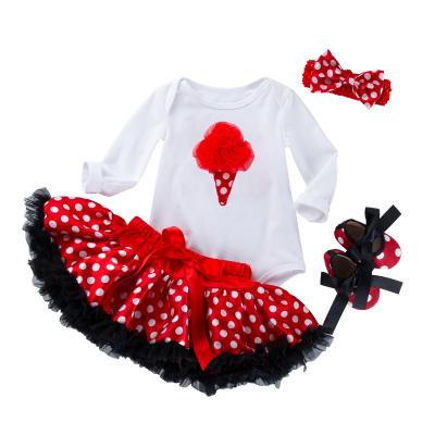 China Babany Breathable Baby Girl Birthday Girls Newborn Clothing Set Long Sleeve Outfit Cotton Romper Dress 4Pcs for sale