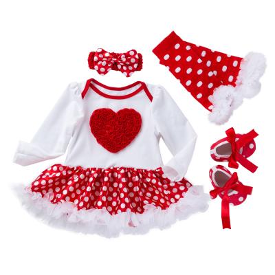 China Babany Breathable Baby Girls Birthday Outfit Baby Print Newborn Clothing Set Long Sleeve Romper Dress 4Pcs for sale