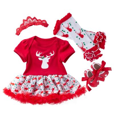 China Wholesale Breathable Babany Bebe Newborn Babies Outfits Christmas Elks Suits 4pcs Romper for sale