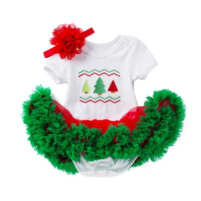 China Breathable Babany Bebe Newborn Baby Clothes Christmas Halloween Embroidered Romper Dress Outfits 2PCS for sale