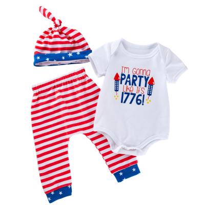 China Breathable Babany Bebe Newborn Babies Outfits July 4th Suits Romper Pants Hat 3pcs for sale