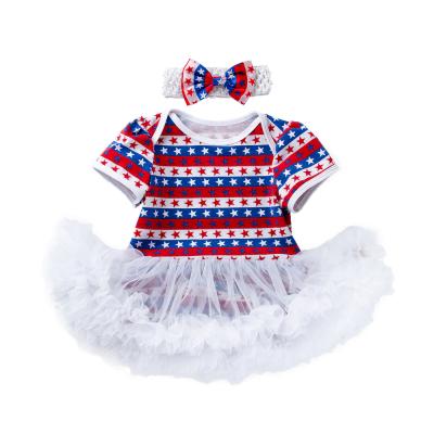 China Wholesale Breathable Babany Bebe 0-2 Years Old Babies Outfits July 4th Suits Romper Dress 2pcs for sale