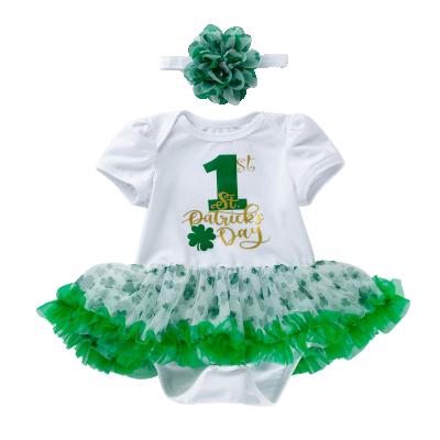 China Breathable Babany 0-2 Years Old Babies Outfit St Patrick Costumes Romper Dress Clothes 2pcs for sale