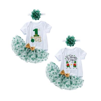 China Babany Breathable Bebe Newborn Babies Outfits St Patrick Costumes Romper TUTU Dress Clothes 3pcs for sale