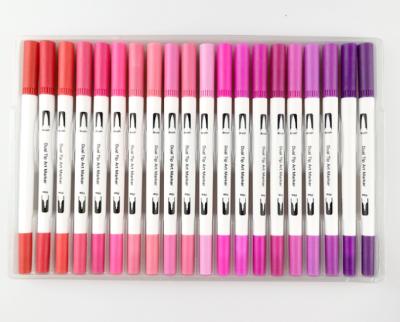 China 12 Creative High Quality Colors 20 Dual Colors Eco-Friendly Customized Non-Toxic Eco-Friendly Watercolor Pen Marker Brush for sale