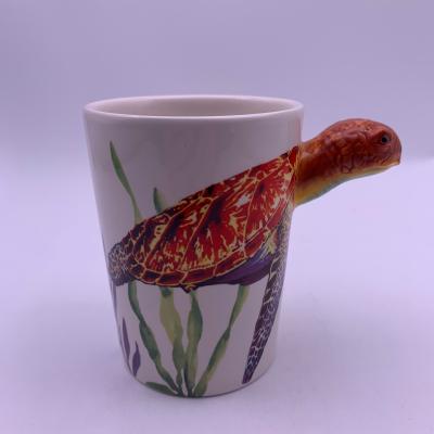 China Viable Custom Ceramic Coffee Mug Novelty Festival Gift With Creative Sea Turtle Shaped for sale