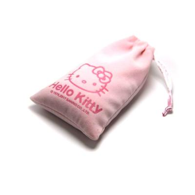 China Recyclable Cute Personality Velvet Pouch Silk Screen Printing Pink Logo Large Size Jewelery Package Bag for sale