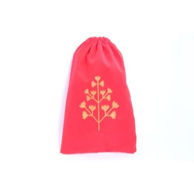 China Recyclable Custom Red Logo Printed Gifts Jewelry Pouch Velvet Drawstring Dust Bag With Drawstring for sale