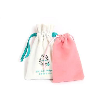 China 2021 Customs Recyclable Velvet Drawstring Packaging Bag Logo Printing Gift Pouch For Jewelry for sale