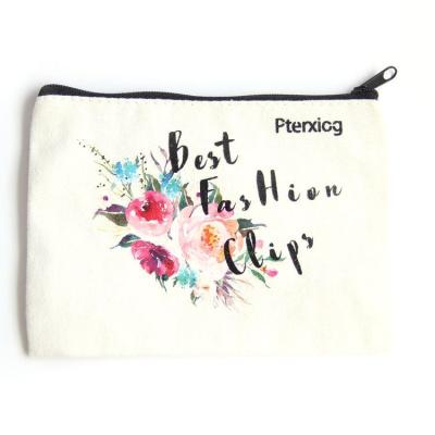 China Recyclable High Quality Women Eco - Friendly Cotton Bags Custom Printing Pouch With Zipper for sale