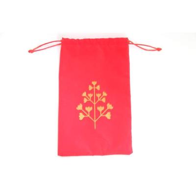 China Recyclable Custom Logo Mini Red Velvet Jewerly Package Pouch Bag Gift Drawstring Bag for sale