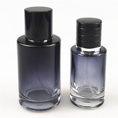 China Perfume Wholesale 50ml 30ml Black Round Glass Bottle For Perfume With Spray for sale