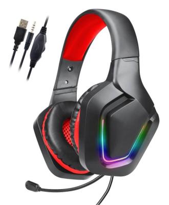 China Earphone OEM Gamer Headset RGB Light Usb Music Computer Wired Gaming Headsets Earbuds Stereo PC Gaming Headset With MIC for sale