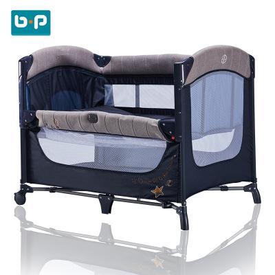 China Multifunctional Baby Playpen Co-sleep Height Adjustable Cradle with Vebrator and Mosquito Net for sale