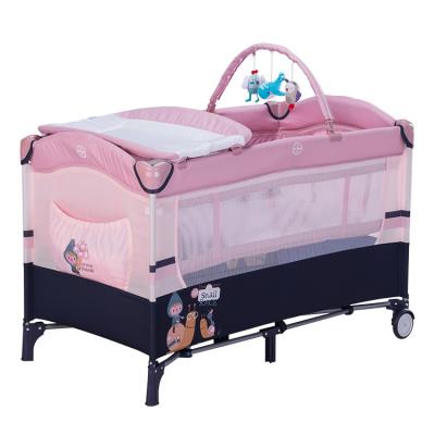 China Multifunctional Portable Baby Travel Cradle with Toys Barre Foldable Baby Hutch with Rocker Function for sale