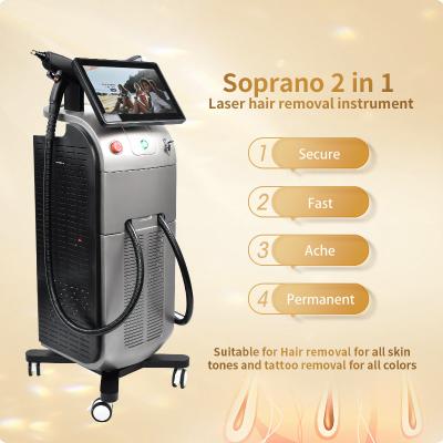 China Soprano Titânio Nd YAG 2 em 1 máquina de depilação a laser 808nm/755nm/1064nm à venda