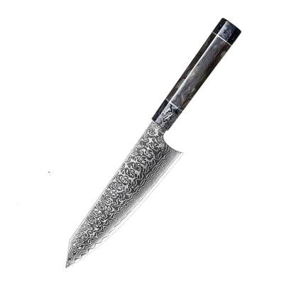 China Factory Supply Carbon Fiber Bright Handle Disposable Damascus Steel Japanese Sushi Chef Knife for sale