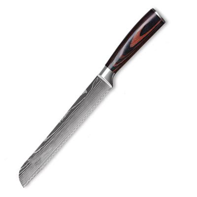 China 2022 Fashion Wholesale China Pakka Wooden Disposable 4Cr13 Stainless Steel-Copper Bread Knife for sale