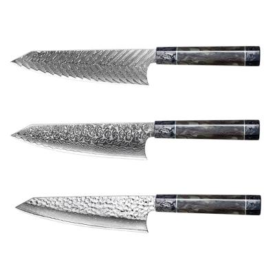 China 2022 Modes 67 Layers Disposable Carbon Fiber Damascus Steel Sushi Knife Bright Handle With Gift Blox for sale