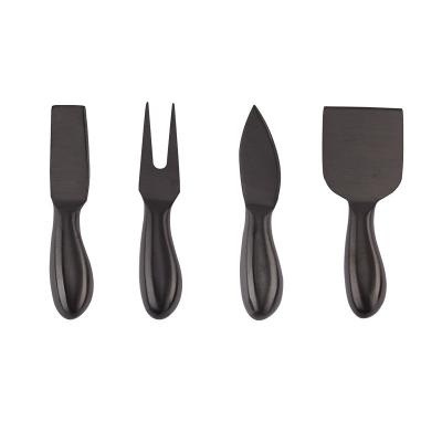 China Low Price Stocked Custom Use For Cutting Cheese Fresh Black Coating 420 Stainless Steel Butter Knife Set for sale