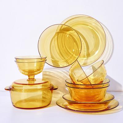 China Large Inventory Restaurant Hotels Disposable Gold Rim Dinner Plate Wedding Glass Plates Dinnerware Set for sale