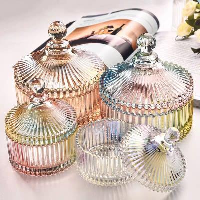 China 2022 Tomoni Amazone Hot European Style Viable Luxury Living Room Coffee Table Light Luxury Glass Crystal Candy Jar With Lid For Home Decoration for sale