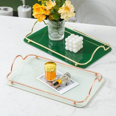 China Luxury Stainless Steel Durable Decorative Storage Tray Perfume Vanity and Jewelry Tray Serving Tray Metal for sale