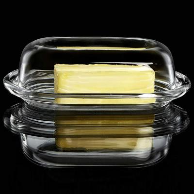 China Disposable Clear Glass Butter Dish /butter Dish With Cover for sale