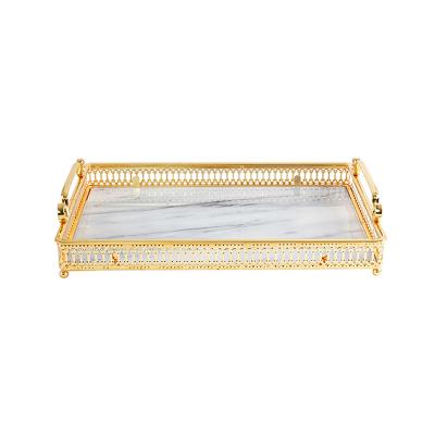 China 2022 Durable New Arrival Wedding Party Dessert Holder Glass Tray Decoration Cake Rack Welcome Area Dessert With Handle Tray for sale